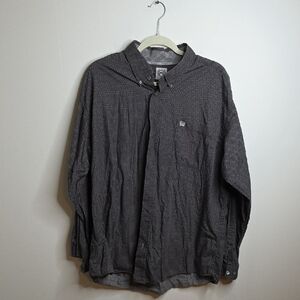 Men's Gray Patterned Cinch Button Down Size LARGE